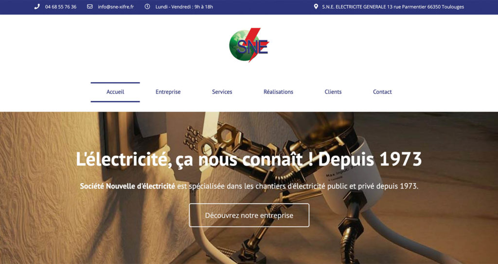 Création site web Perpignan - SNE Société Nouvelle d'Électricité