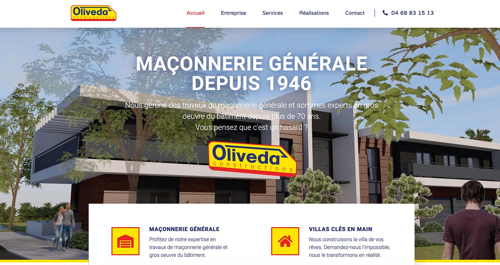 Création site web artisan maçon Oliveda Constructions