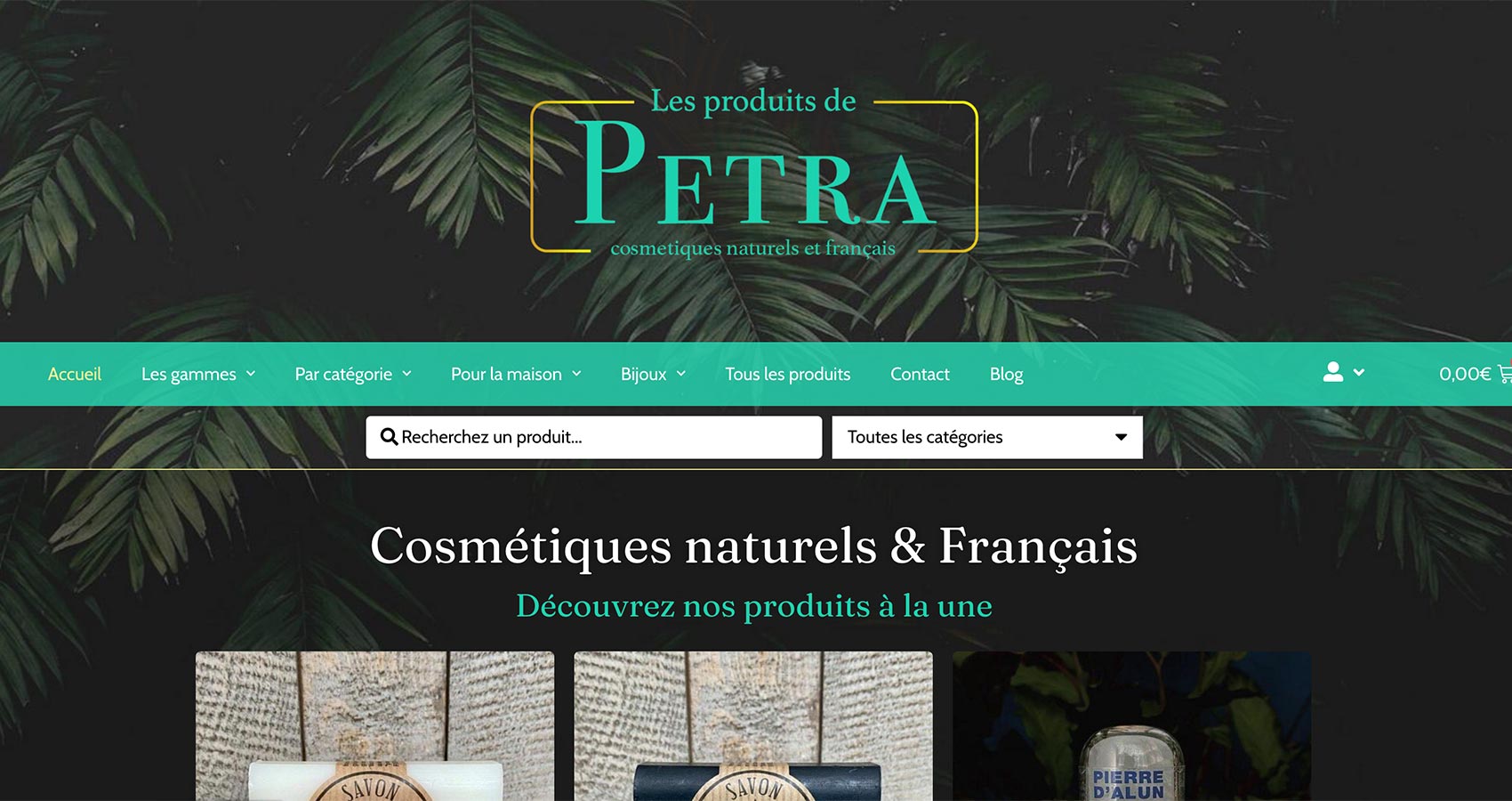 Création site ecommerce Les Produits de Petra