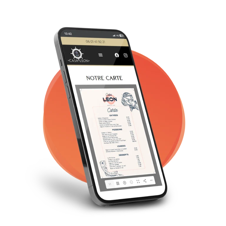 Carte du restaurant en ligne