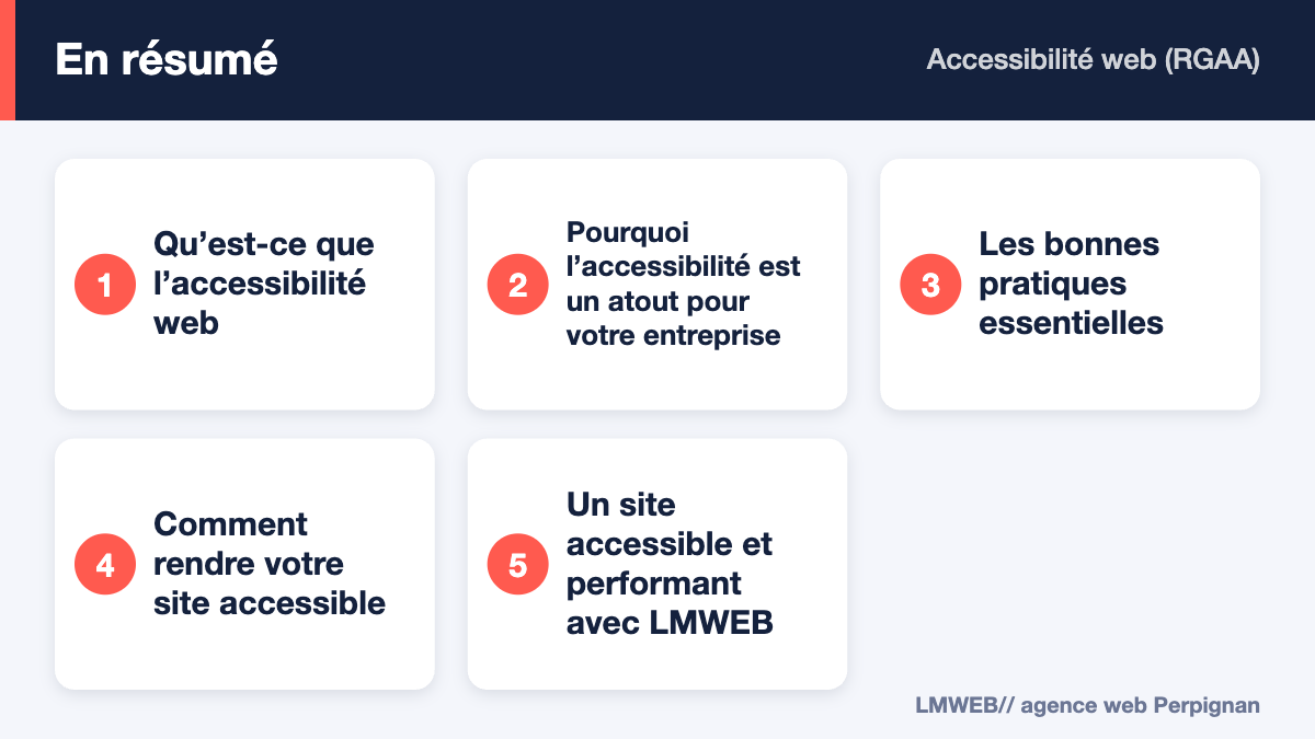Infographie : points clés de « Accessibilité web (RGAA) »