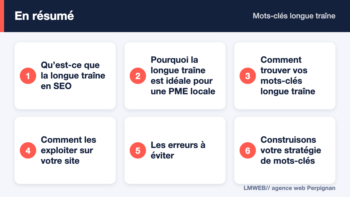 Infographie : points clés de « Mots-clés longue traîne »