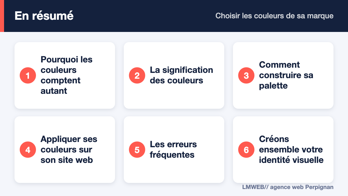 Infographie : points clés de « Choisir les couleurs de sa marque »